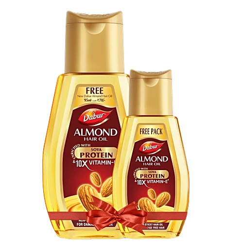 Dabur Almond Hair Oil - With Keratin Protein, Soya Protein & 10X Vitamin E, 485 ml+95ml  (MRP.309/-)
